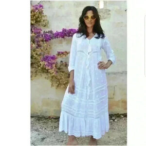 Soler Agnes Empire Cut 100% White Frilled Dress